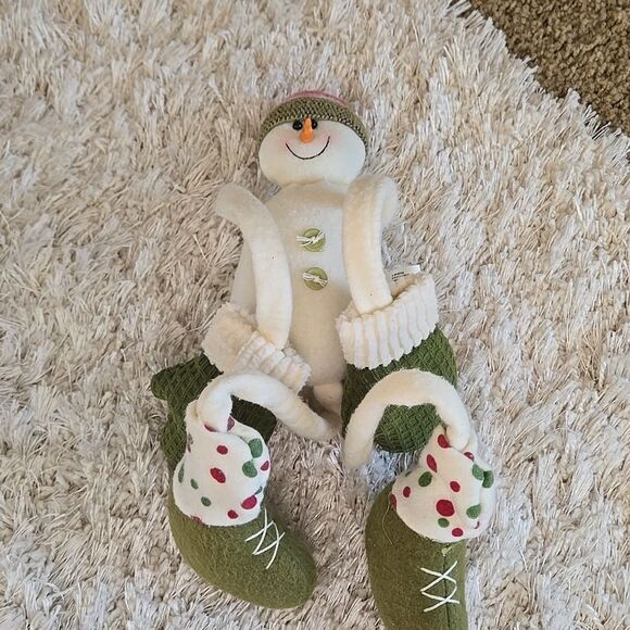 Snowman Plush Green Mittens decor home accessories accent apt unisex - Picture 11 of 13